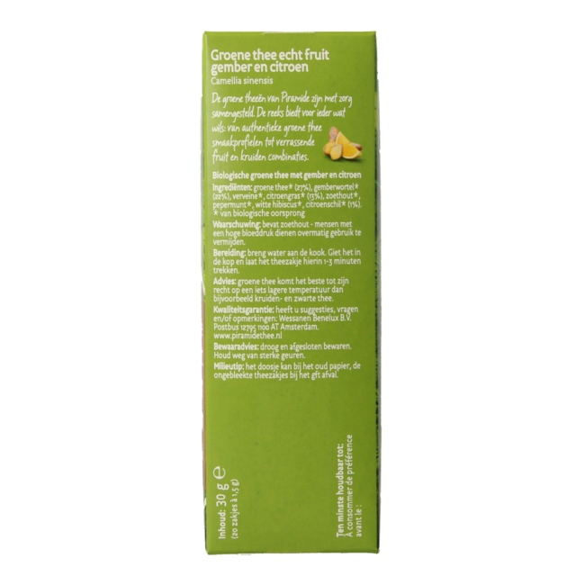 Grüner Tee mit Ingwer und Zitrone Bio 20 Beutel