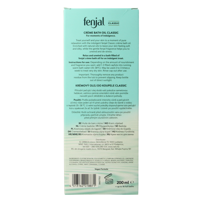Huile de bain Fenjal Classic 200 ml
