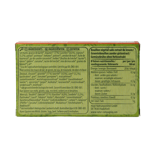 Vegetable bouillon yeast-free organic 8 pieces