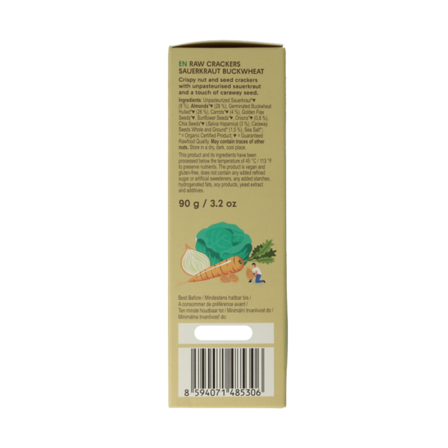 Life Crackers Sauerkraut Buchweizen Raw Bio 90 Gramm