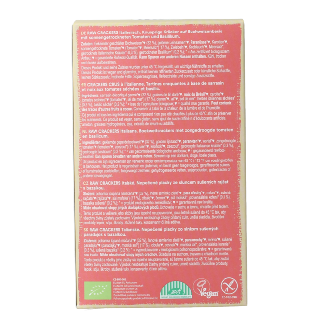 Lifefood Life crackers italianas raw bio 90 gramos