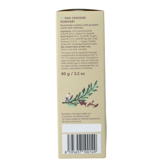 Cracker Lifefood Life al rosmarino raw bio 90 Grammi