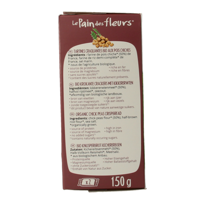 Chickpea crackers organic 150 Gram