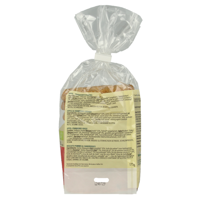 Apfel-Cranberry-Riegel Bio 175 Gramm