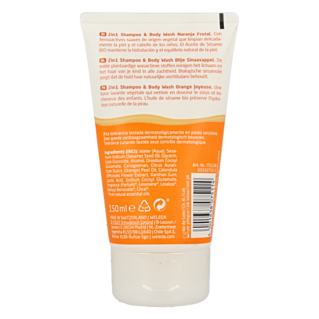 Kinder 2-in-1 Shampoo & Duschgel Fröhliche Orange 150 Milliliter