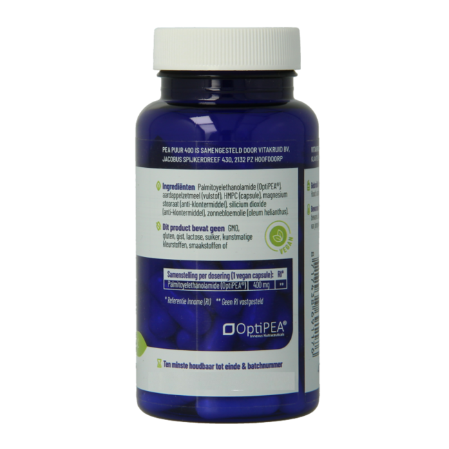 PEA Pure 400 OptiPEA Palmitoylethanolamide 60 Vegetarian capsules