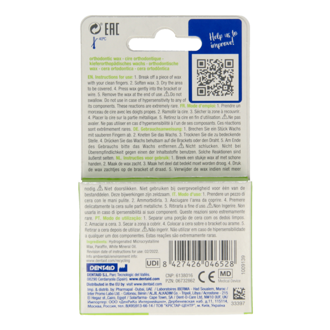 Cera de ortodoncia, 1 unidad