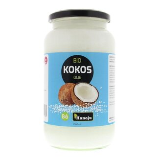 Hanoju Kokosolie virgin glasfles bio 1 Liter