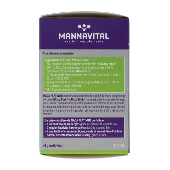 Mannavital Maca platinum 60 Cápsulas vegetarianas