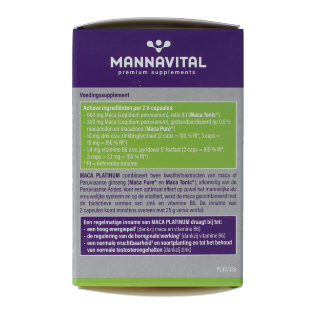 Mannavital Maca platinum 60 Cápsulas vegetarianas