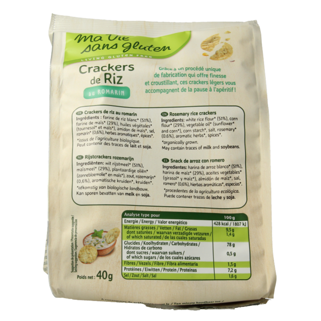 Rice crackers rosemary gluten-free organic 40 Gram