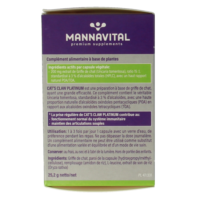 Mannavital Cat's Claw Platinum 60 Capsules