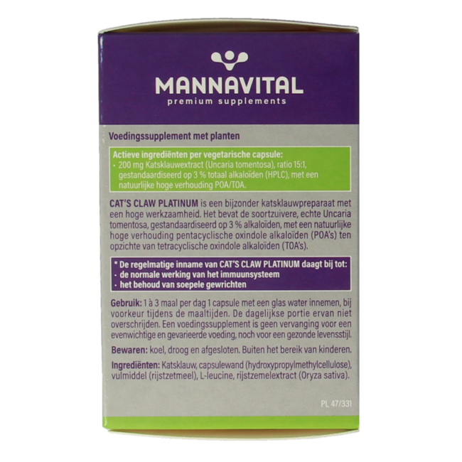Mannavital Artiglio di Gatto Platinum 60 Capsule