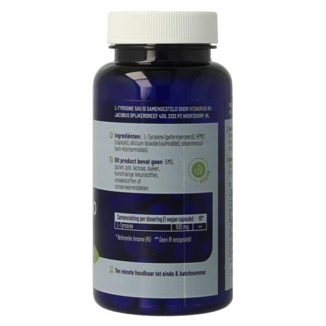 L-Tirosina 500mg de fermentación 60 Cápsulas vegetarianas