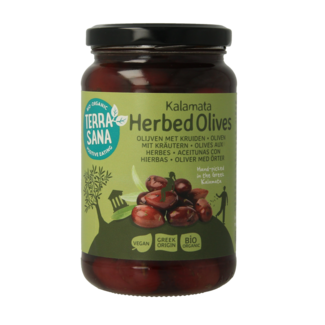 TerraSana TerraSana Kalamata olives in herb oil organic 345 Gram