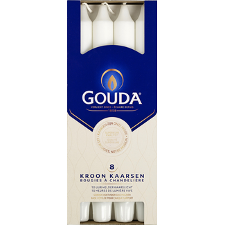 Gouda Crown Candle white 240/24 8 Pieces