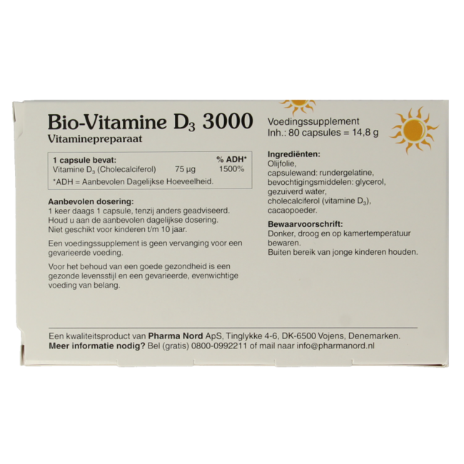 Bio-Vitamine D3 3000IE D-Pearls 80 Kapseln