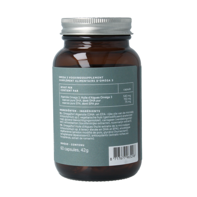 Omega 3 Vegano Olio di Alghe DHA 150mg EPA 75mg 60 Capsule Vegetali