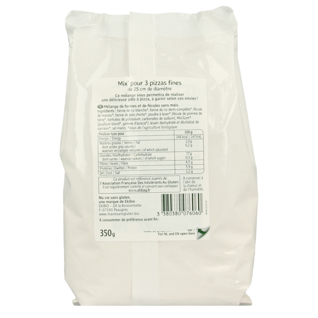 Ma Vie Sans Mix voor pizzabodems glutenvrij bio 350 Gram