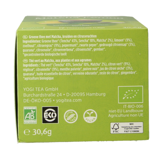 Green Tea Matcha Lemon Organic 17 Tea Bags