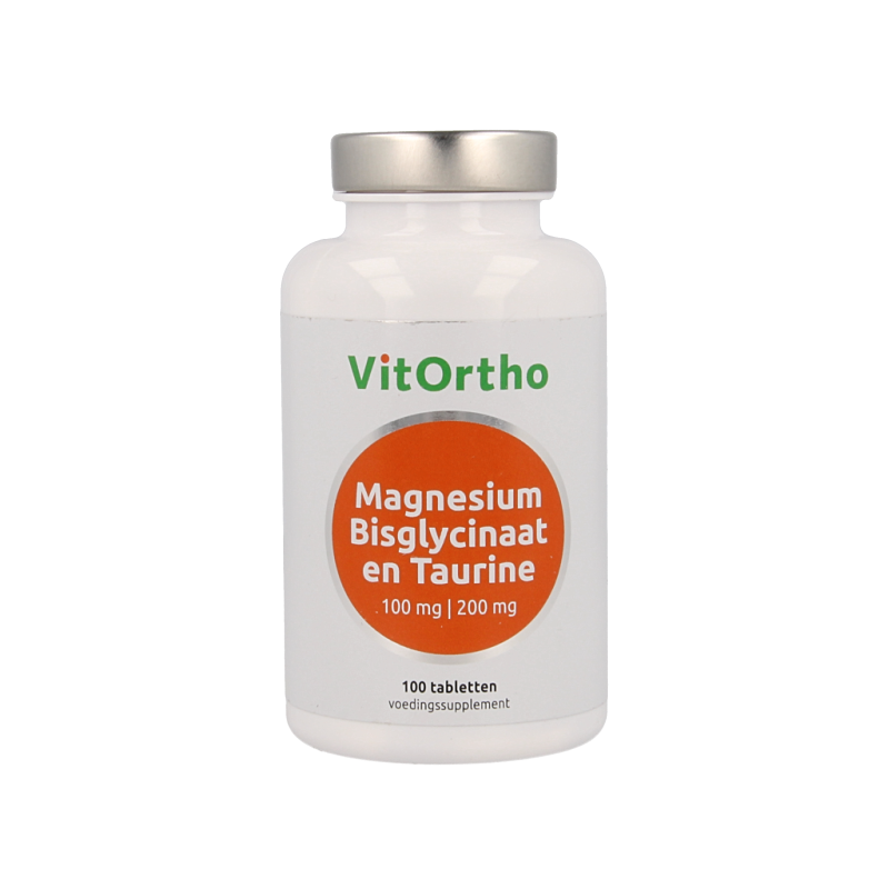 VitOrtho Magnesium bisglycinaat 100 mg en taurine 200 mg 100 Tabletten aanbieding
