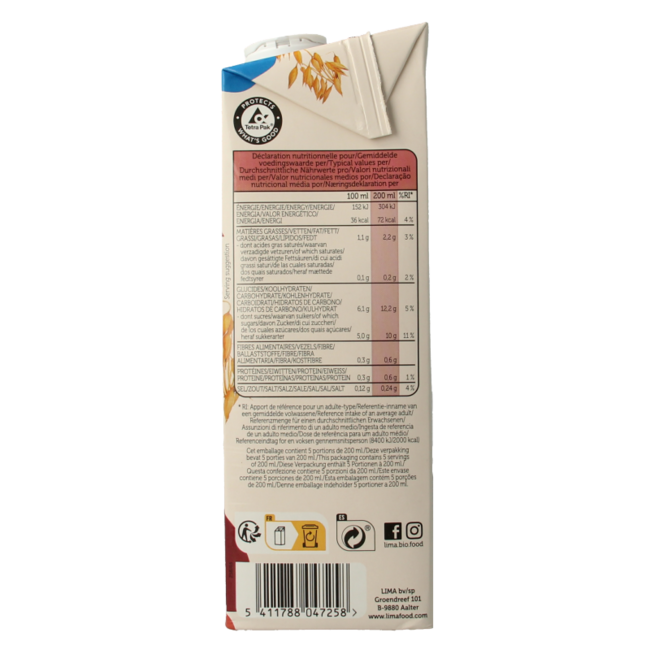 Bebida de avena sin gluten bio 1 litro