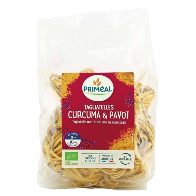 Tagliatelle de cúrcuma y amapola bio 250 gramos