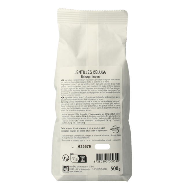 Primeal Organic Beluga lentils 500 Gram
