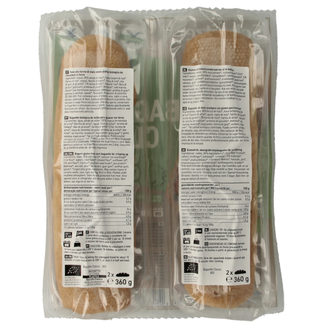 Schnitzer Baguette classic sin gluten bio 360 gramos