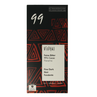 Vivani Dark chocolate 99% coconut blossom sugar organic 80 Gram