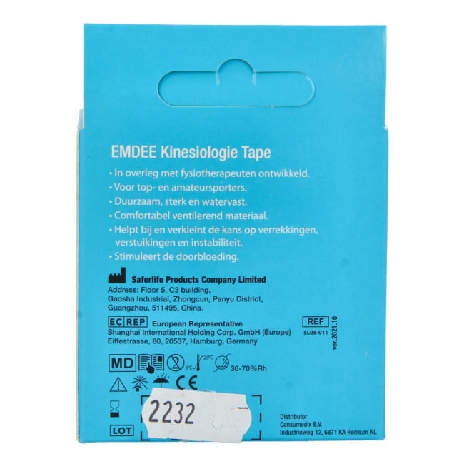 Emdee Kinesio tape negro precortada 1 unidad