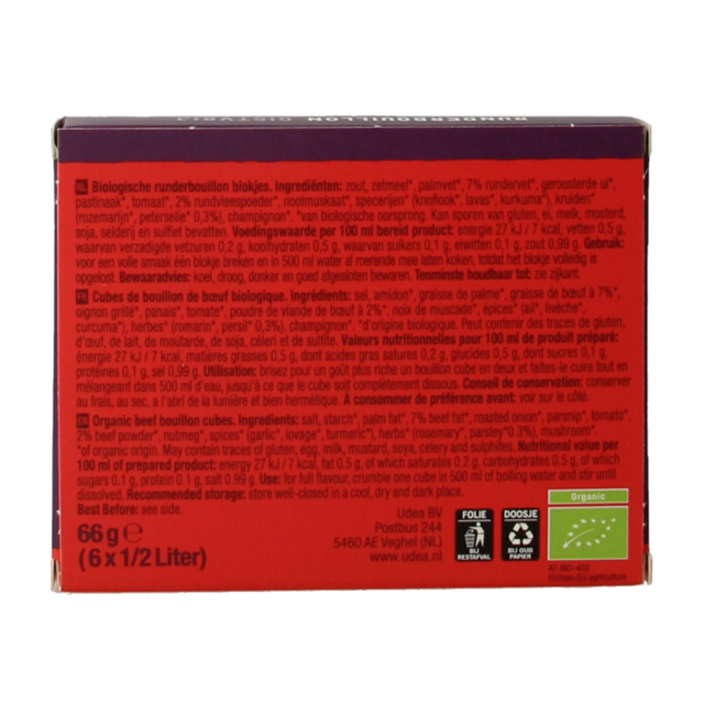 Caldo de ternera claro sin levadura bio 66 gramos
