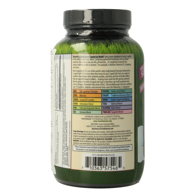 Living green liquid gel multi para mujeres 120 Cápsulas blandas