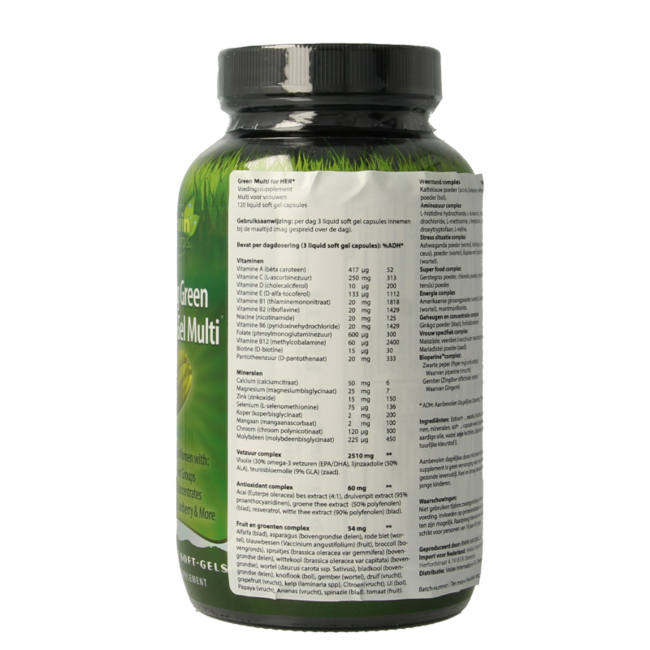 Living green liquid gel multi para mujeres 120 Cápsulas blandas