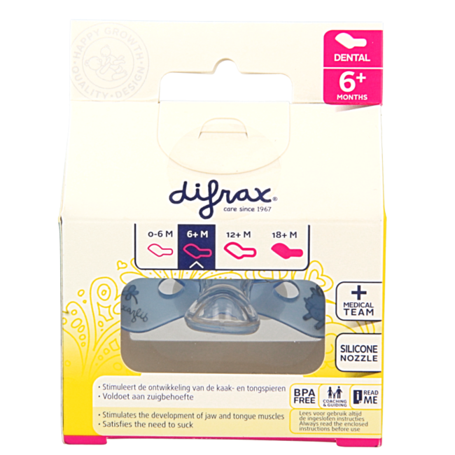 Ciuccio Dentale Difrax 6+ Mesi Fosforescente (1 Pezzo)