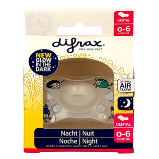 Difrax Dental-Schnuller 0-6 Monate Glow in the Dark 1 Stück