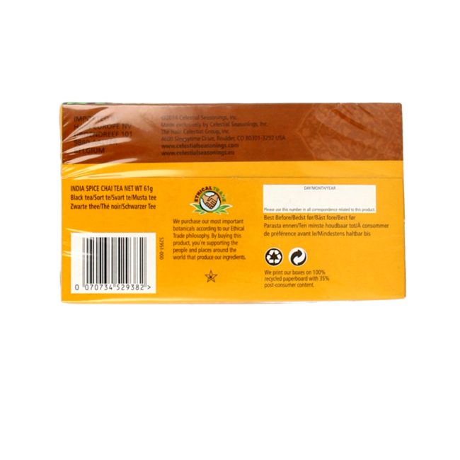 Celestial Season Chai tea Indian spice 20 bolsitas