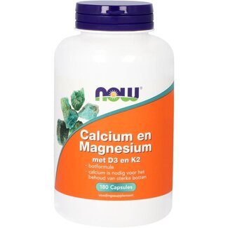 NOW NOW Calcium en Magnesium met D3 en K2 180 Capsules