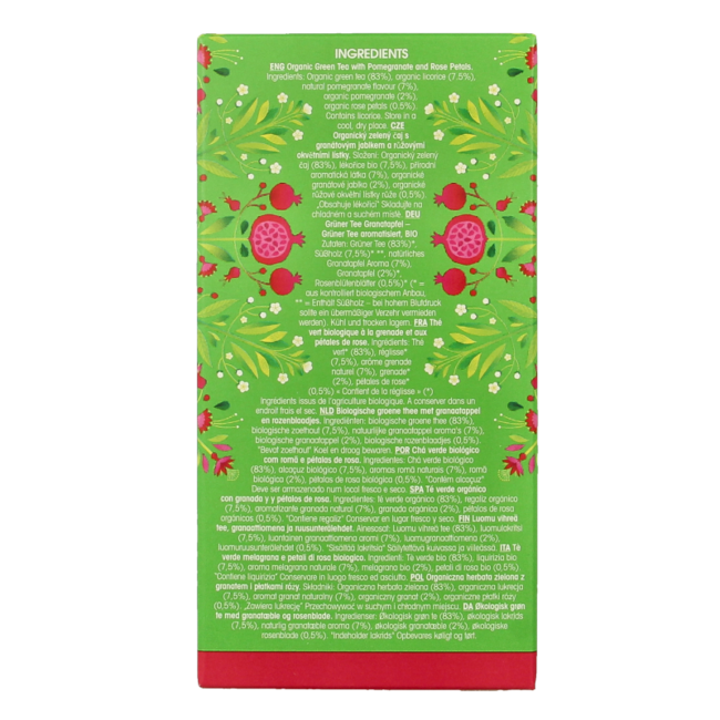 English Tea Shop Organic Green Tea Pomegranate 20 Tea Bags