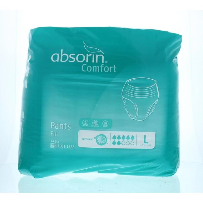 Mutandine assorbenti Absorin Comfort Fit Taglia L fino a 145 cm, 14 Pezzi