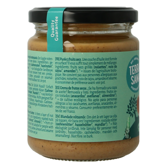 Crema de 3 frutos secos sin cacahuete bio 250 gramos