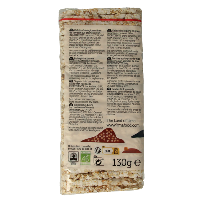Tortitas de trigo sarraceno con semillas de lino bio 130 gramos