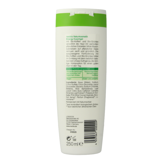 Neobio Gel douche energy 250 ml