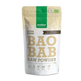 Purasana Purasana Baobab powder vegan organic 200 Gram