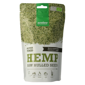 Purasana Semillas de cáñamo peladas hulled hemp seeds bio 200 Gramos