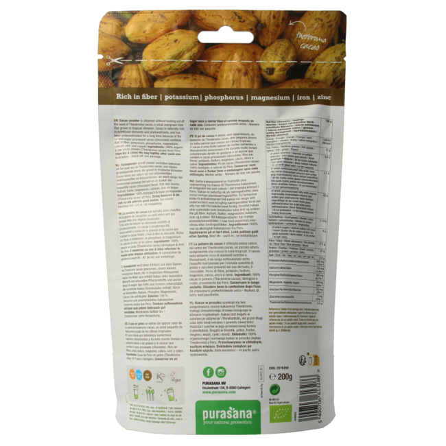 Cacao en polvo vegano bio 200 Gramos