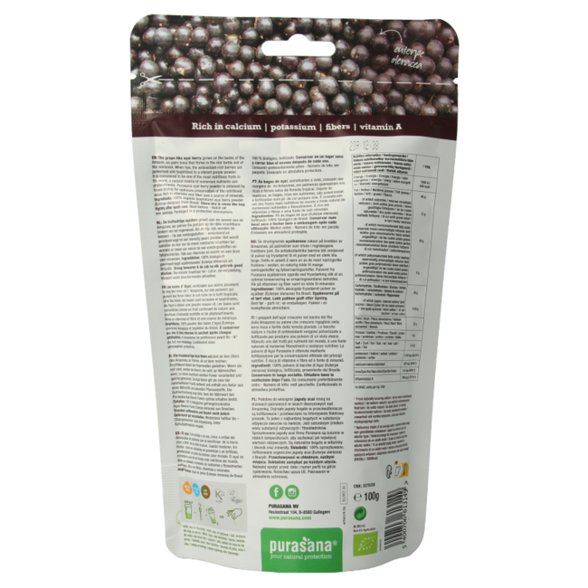 Polvere di bacche di Acai vegana biologica 100 Grammi
