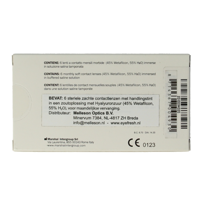 Eyefresh Monthly Lenses -6.00 6 Pieces