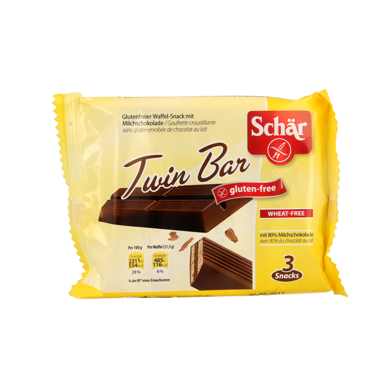 Schar Twin bar paquete de 3 sin gluten 64,5 gramos