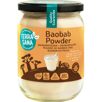 TerraSana Surowy proszek baobab bio w szklanym słoiku 190 gramów